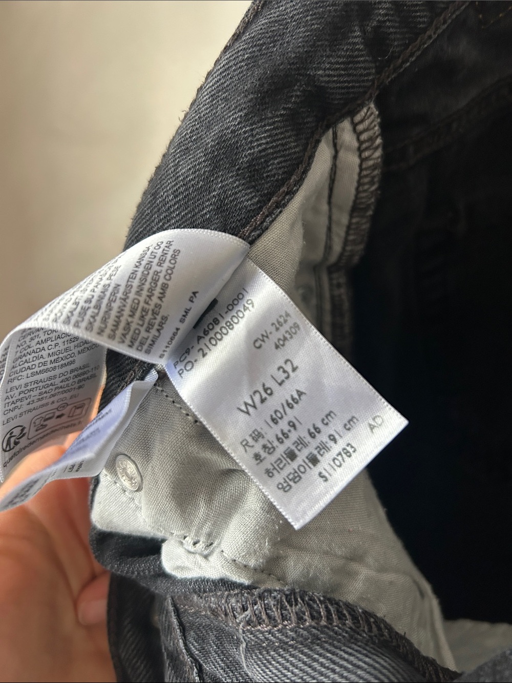 Levi’s RIBCAGE WIDE LEG JEANS - Size 26 black grey charcoal - Picture 10 of 12
